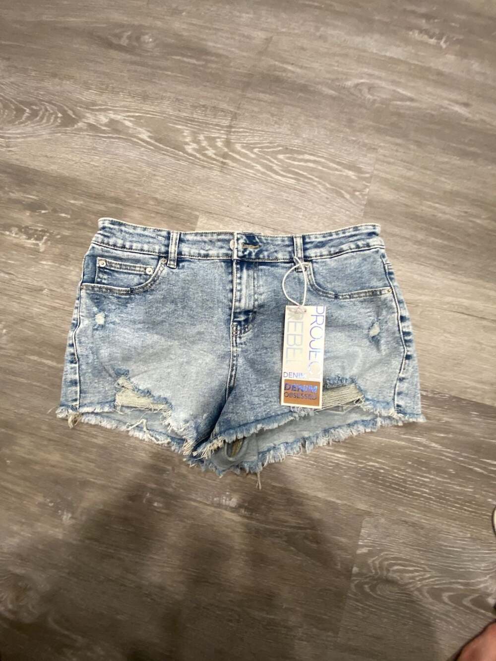 Project Rebel Denim Distressed Raw Hem Shorts Size 11